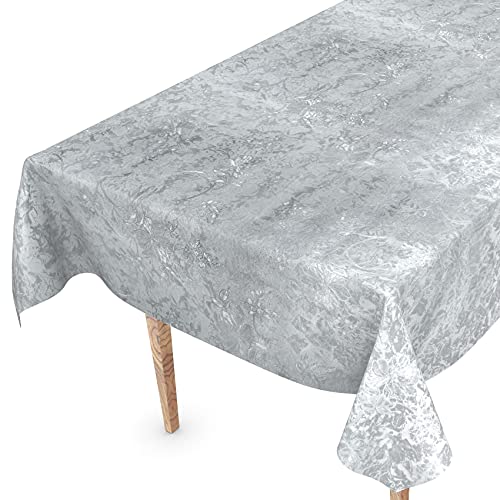 Tischdecke abwaschbar Wachstuch Wachstuchtischdecke 120 x 140cm Schnittkante Silber Effekt Gartentischdecke Wachstuch von ANRO