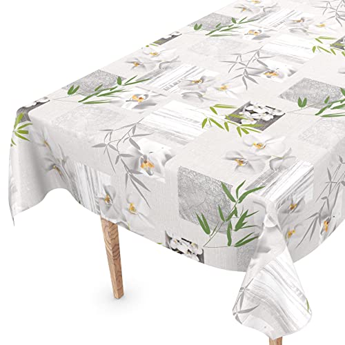 Tischdecke abwaschbar Wachstuch Wachstuchtischdecke 140 x 140cm Schnittkante Orchidee Spa pflegeleicht von ANRO