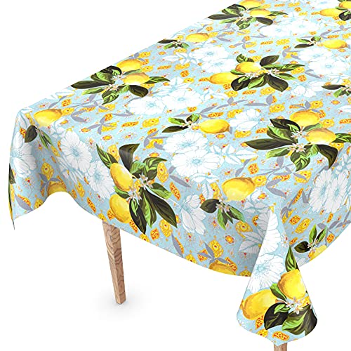 Tischdecke abwaschbar Wachstuch Wachstuchtischdecke 160 x 140cm Schnittkante Zitronen Gartentischdecke Wachstuch von ANRO