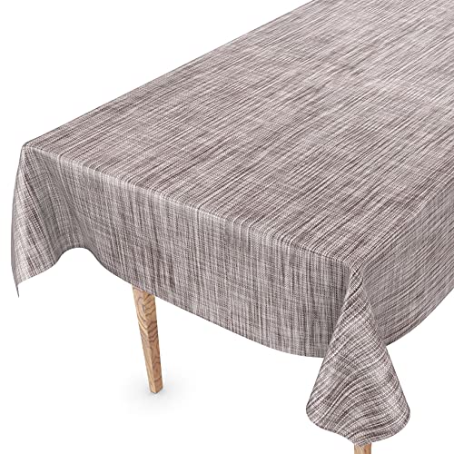 Tischdecke abwaschbar Wachstuch Wachstuchtischdecke 180 x 140cm Schnittkante Leinen Textil Optik Grau Gartentischdecke Wachstuch von ANRO