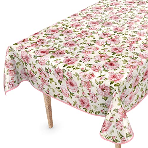 Tischdecke abwaschbar Wachstuch Wachstuchtischdecke 180 x 140cm mit Saum Natalie Blumen pflegeleicht von ANRO
