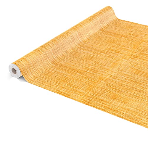 Tischdecke abwaschbar Wachstuch Wachstuchtischdecke 300 x 140cm Schnittkante Leinen Textil Optik Gelb Gartentischdecke Wachstuch von ANRO