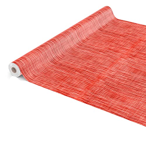 Tischdecke abwaschbar Wachstuch Wachstuchtischdecke 300 x 140cm Schnittkante Leinen Textil Optik Rot Gartentischdecke Wachstuch von ANRO