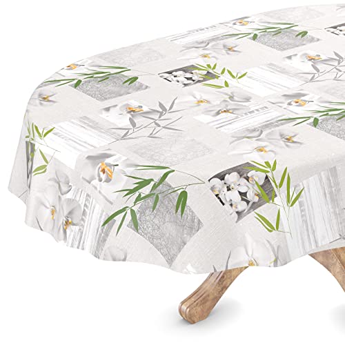 Tischdecke abwaschbar Wachstuch Wachstuchtischdecke Oval 140 x 180cm Schnittkante Orchidee Spa pflegeleicht Tischdecke abwaschbar Wachstuch Wachstuchtischdecke Oval 140 x 180cm Schnittkante Orchidee Spa pflegeleicht von ANRO