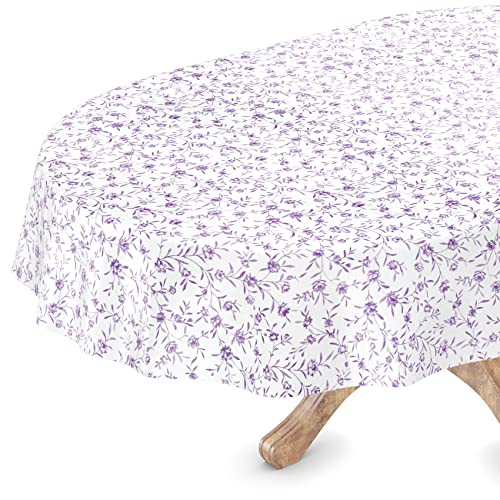 Tischdecke abwaschbar Wachstuch Wachstuchtischdecke Oval 140 x 240cm Schnittkante Violetta Lila pflegeleicht von ANRO