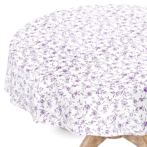 Tischdecke abwaschbar Wachstuch Wachstuchtischdecke Rund 120cm Schnittkante Violetta Lila pflegeleicht von ANRO