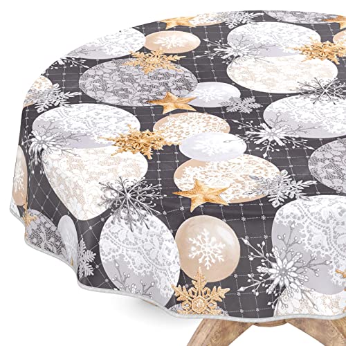 Tischdecke abwaschbar Weihnachten Wachstuchtischdecke Rund 100cm mit Saum (eingefasst) Anthrazit Wachstuch von ANRO