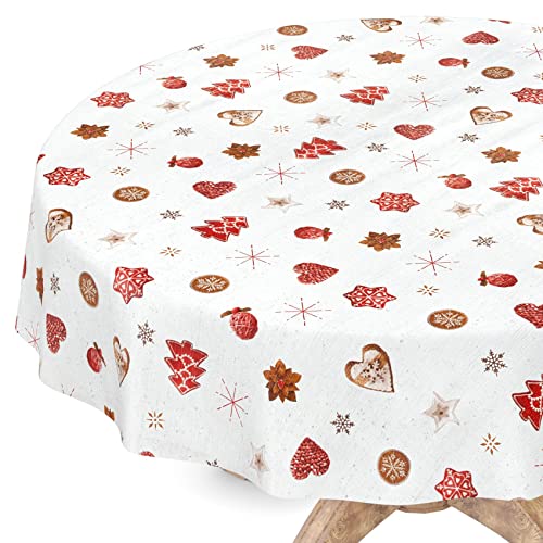 Tischdecke abwaschbar Weihnachten Wachstuchtischdecke Rund 120cm Schnittkante Silvester Wachstuch von ANRO