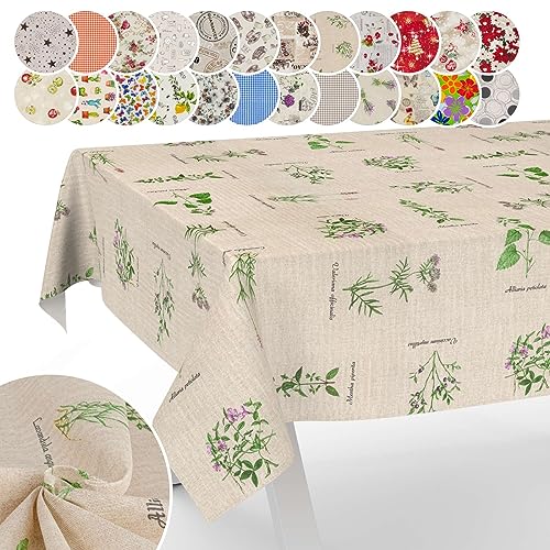Tischdecke aus Stoff Textil abwaschbar Tischwäsche Tischtuch Baumwolle Polyester Aromatic Bio 220x140cm In-/Outdoor Tischdecke von ANRO
