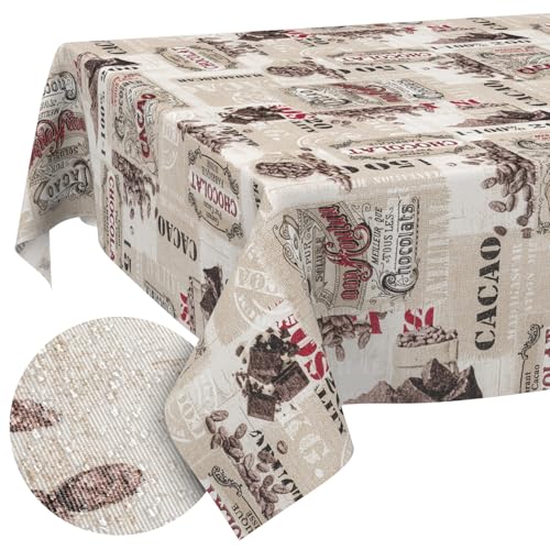 Tischdecke aus Stoff Textil abwaschbar Tischwäsche Tischtuch Baumwolle Polyester Cacao 180x140cm In-/Outdoor Tischdecke Tischdecke aus Stoff Textil abwaschbar Tischwäsche Tischtuch Baumwolle Polyester Cacao 180x140cm In-/Outdoor Tischdecke von ANRO