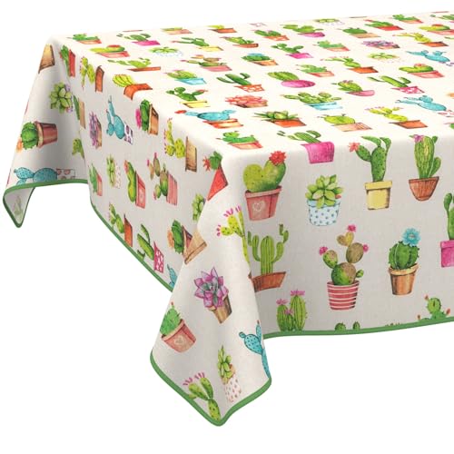 Tischdecke aus Stoff Textil abwaschbar Tischwäsche Tischtuch Baumwolle Polyester Cactus 180x120cm In-/Outdoor Tischdecke Tischdecke aus Stoff Textil abwaschbar Tischwäsche Tischtuch Baumwolle Polyester Cactus 180x120cm In-/Outdoor Tischdecke von ANRO
