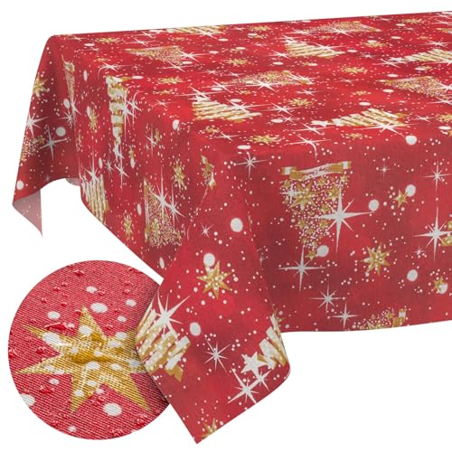 Tischdecke aus Stoff Textil abwaschbar Tischwäsche Tischtuch Baumwolle Polyester Christmas Beige 200x140cm In-/Outdoor Tischdecke Tischdecke aus Stoff Textil abwaschbar Tischwäsche Tischtuch Baumwolle Polyester Christmas Beige 200x140cm In-/Outdoor Tischdecke von ANRO