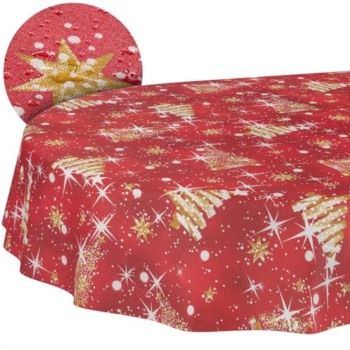 Tischdecke aus Stoff Textil abwaschbar Tischwäsche Tischtuch Baumwolle Polyester Christmas Beige Oval 200x140cm In-/Outdoor Tischdecke Tischdecke aus Stoff Textil abwaschbar Tischwäsche Tischtuch Baumwolle Polyester Christmas Beige Oval 200x140cm In-/Outdoor Tischdecke von ANRO