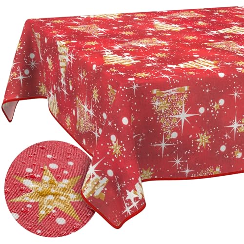 Tischdecke aus Stoff Textil abwaschbar Tischwäsche Tischtuch Baumwolle Polyester Christmas Beige Rund 140cm In-/Outdoor Tischdecke Tischdecke aus Stoff Textil abwaschbar Tischwäsche Tischtuch Baumwolle Polyester Christmas Beige Rund 140cm In-/Outdoor Tischdecke von ANRO