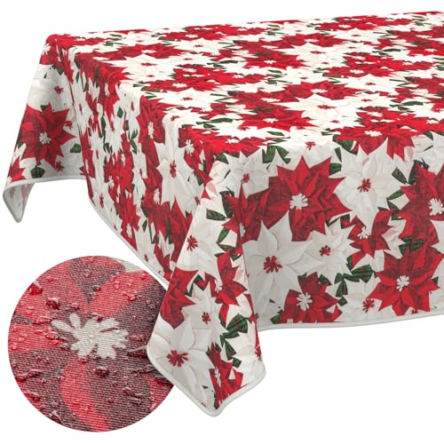 Tischdecke aus Stoff Textil abwaschbar Tischwäsche Tischtuch Baumwolle Polyester Christmas Flower 100x140cm In-/Outdoor Tischdecke Tischdecke aus Stoff Textil abwaschbar Tischwäsche Tischtuch Baumwolle Polyester Christmas Flower 100x140cm In-/Outdoor Tischdecke von ANRO