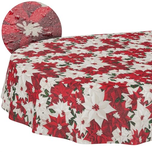 Tischdecke aus Stoff Textil abwaschbar Tischwäsche Tischtuch Baumwolle Polyester Christmas Flower Oval 200x140cm In-/Outdoor Tischdecke Tischdecke aus Stoff Textil abwaschbar Tischwäsche Tischtuch Baumwolle Polyester Christmas Flower Oval 200x140cm In-/Outdoor Tischdecke von ANRO