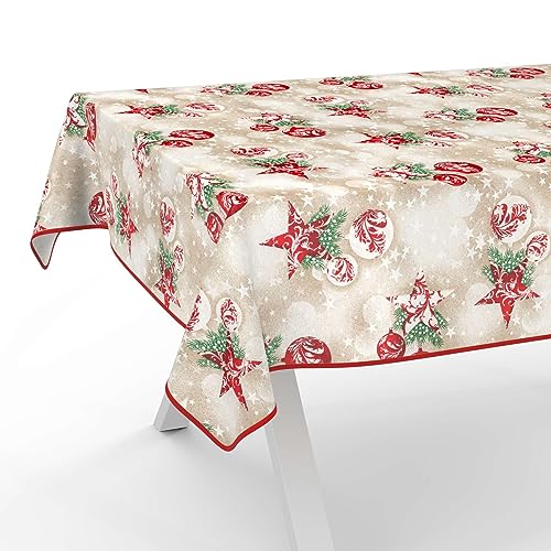 Tischdecke aus Stoff Textil abwaschbar Tischwäsche Tischtuch Baumwolle Polyester Christmas Red 180x120cm In-/Outdoor Tischdecke von ANRO