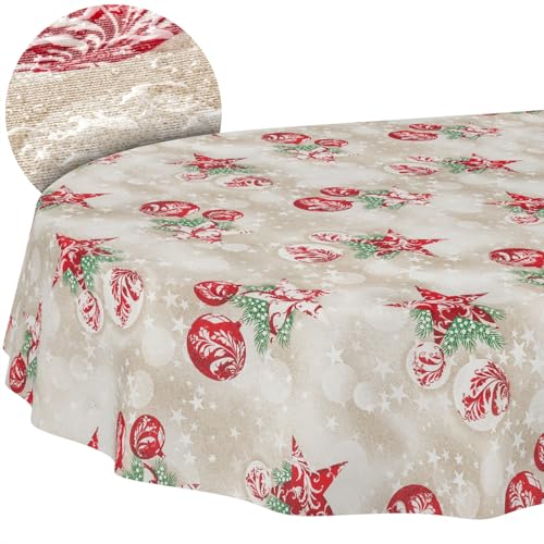 Tischdecke aus Stoff Textil abwaschbar Tischwäsche Tischtuch Baumwolle Polyester Christmas Red Oval 180x140cm In-/Outdoor Tischdecke Tischdecke aus Stoff Textil abwaschbar Tischwäsche Tischtuch Baumwolle Polyester Christmas Red Oval 180x140cm In-/Outdoor Tischdecke von ANRO