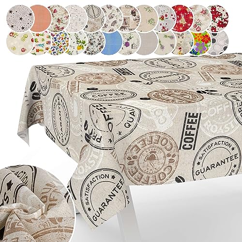 Tischdecke aus Stoff Textil abwaschbar Tischwäsche Tischtuch Baumwolle Polyester Coffee 100x140cm In-/Outdoor Tischdecke von ANRO