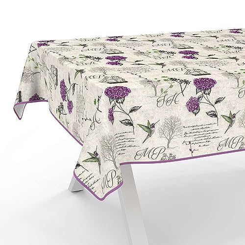 Tischdecke aus Stoff Textil abwaschbar Tischwäsche Tischtuch Baumwolle Polyester Hydrangea Purple 160x100cm In-/Outdoor Tischdecke von ANRO