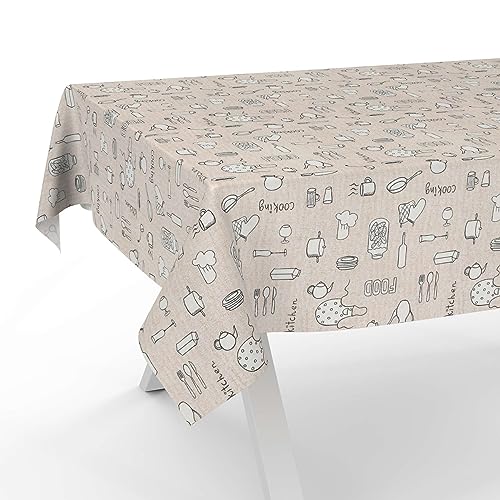 Tischdecke aus Stoff Textil abwaschbar Tischwäsche Tischtuch Baumwolle Polyester Kitchen 100x140cm In-/Outdoor Tischdecke von ANRO