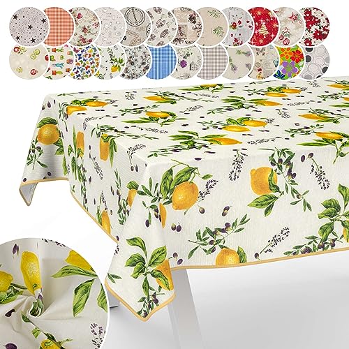 Tischdecke aus Stoff Textil abwaschbar Tischwäsche Tischtuch Baumwolle Polyester Lemon 160x120cm In-/Outdoor Tischdecke von ANRO