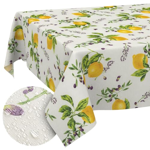 Tischdecke aus Stoff Textil abwaschbar Tischwäsche Tischtuch Baumwolle Polyester Lemon 240x140cm In-/Outdoor Tischdecke Tischdecke aus Stoff Textil abwaschbar Tischwäsche Tischtuch Baumwolle Polyester Lemon 240x140cm In-/Outdoor Tischdecke von ANRO