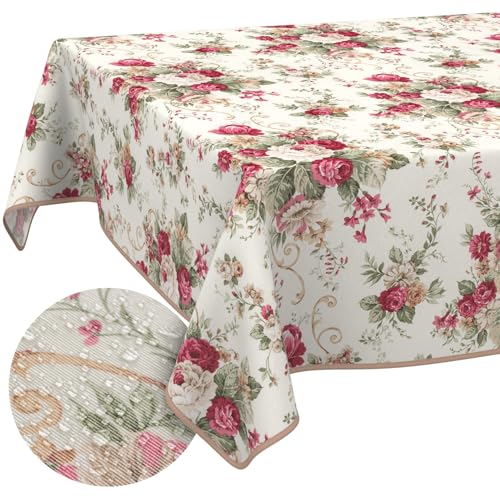 Tischdecke aus Stoff Textil abwaschbar Tischwäsche Tischtuch Baumwolle Polyester Roses 100x140cm In-/Outdoor Tischdecke Tischdecke aus Stoff Textil abwaschbar Tischwäsche Tischtuch Baumwolle Polyester Roses 100x140cm In-/Outdoor Tischdecke von ANRO