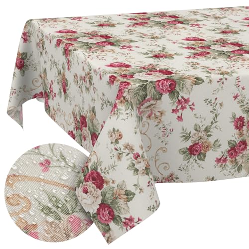 Tischdecke aus Stoff Textil abwaschbar Tischwäsche Tischtuch Baumwolle Polyester Roses 240x140cm In-/Outdoor Tischdecke Tischdecke aus Stoff Textil abwaschbar Tischwäsche Tischtuch Baumwolle Polyester Roses 240x140cm In-/Outdoor Tischdecke von ANRO