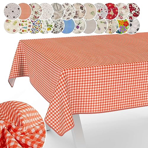 Tischdecke aus Stoff Textil abwaschbar Tischwäsche Tischtuch Baumwolle Polyester Vichy Red 160x120cm In-/Outdoor Tischdecke von ANRO