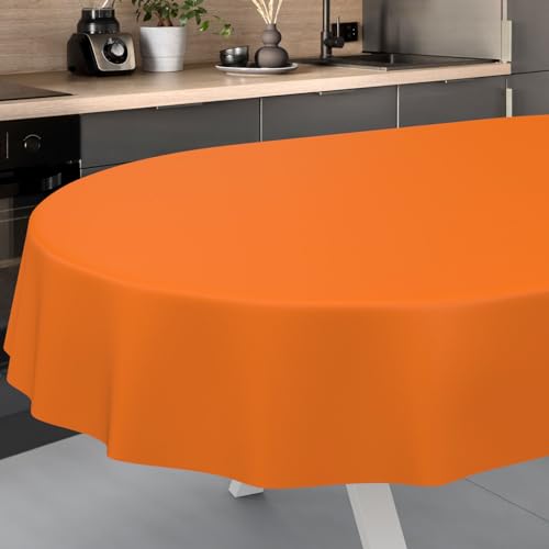 Wachstuch-Tischdecke Tischdecke abwaschbar Wachstuch Garten-Tischdecke Outdoor Indoor Oval 240x140cm Schnittkante Orangen von ANRO