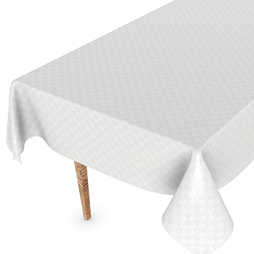 Wachstuchtischdecke Wachstischdecke Tischdecke abwaschbar Gartentischdecke Wachstuch Eckig rund oval 100 x 140cm Schnittkante Karo Quadrat Weiß von ANRO
