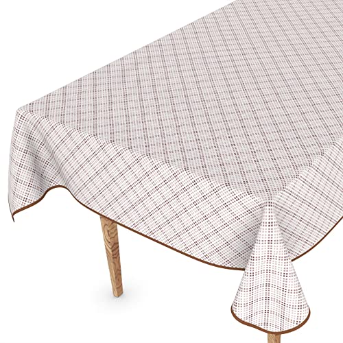 Wachstuchtischdecke Wachstischdecke Tischdecke abwaschbar Gartentischdecke Wachstuch Eckig rund oval 100 x 140cm mit Saum Pixel Karo Beige von ANRO