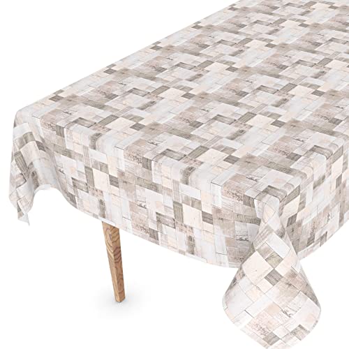 Wachstuchtischdecke Wachstischdecke Tischdecke abwaschbar Gartentischdecke Wachstuch Eckig rund oval 160 x 140cm Schnittkante Holz von ANRO