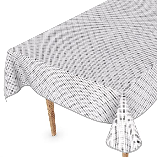 Wachstuchtischdecke Wachstischdecke Tischdecke abwaschbar Gartentischdecke Wachstuch Eckig rund oval 240 x 140cm mit Saum Pixel Karo Grau von ANRO