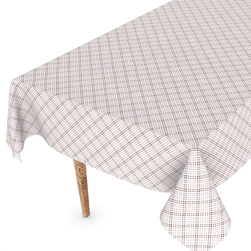 Wachstuchtischdecke Wachstischdecke Tischdecke abwaschbar Gartentischdecke Wachstuch Eckig rund oval 400 x 140cm Schnittkante Pixel Karo Beige von ANRO