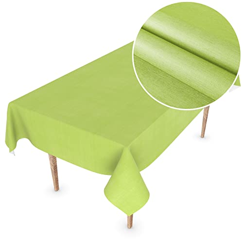 Wachstuchtischdecke Wachstuch Tischdecke abwaschbar Rechteck, rund, oval Premium Textileffekt Prägung Gartentischdecke 100 x 140cm Schnittkante Limette von ANRO