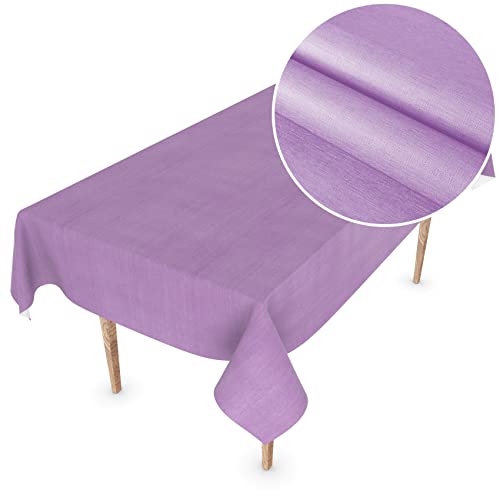 Wachstuchtischdecke Wachstuch Tischdecke abwaschbar Rechteck, rund, oval Premium Textileffekt Prägung Gartentischdecke 100 x 140cm Schnittkante Violett von ANRO