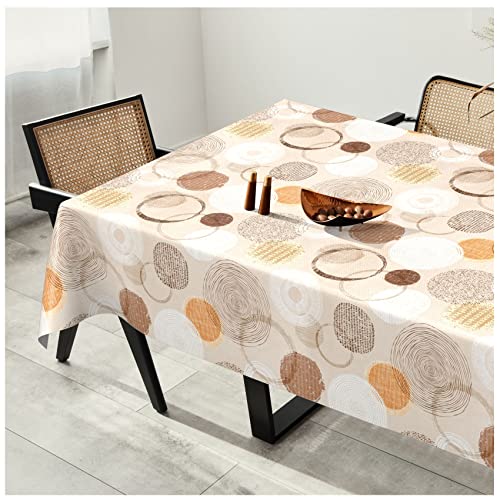 Wachstuchtischdecke Wachstuch Tischdecke abwaschbar Wachstischdecke Plastik-Tischdecken Glatt 120x140cm Schnittkante Kreise Beige Ornamente von ANRO
