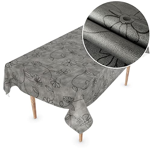 Wachstuchtischdecke Wachstuch Tischdecke abwaschbar Wachstischdecke Rechteck, rund, oval Premium Prägung Gartentischdecke Elegance 180x140cm Schnittkante Eliza von ANRO