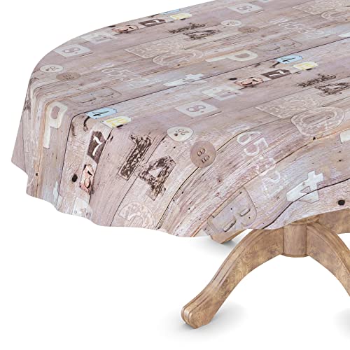 Wachstuchtischdecke Wachstuch Tischdecke abwaschbar Wachstischdecke Rechteck, rund, oval Premium Prägung Gartentischdecke Elegance Oval 140x260cm Schnittkante Dixie von ANRO