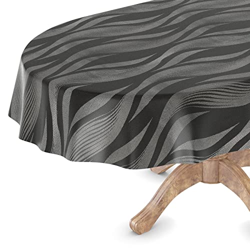 Wachstuchtischdecke Wachstuch Tischdecke abwaschbar Wachstischdecke Rechteck, rund, oval Premium Prägung Gartentischdecke Elegance Oval 140x280cm Schnittkante Layla von ANRO