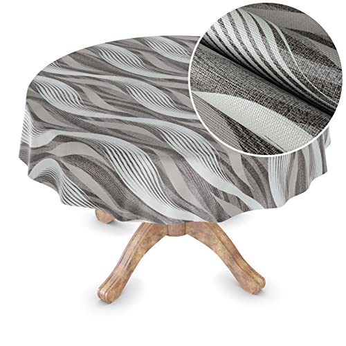 Wachstuchtischdecke Wachstuch Tischdecke abwaschbar Wachstischdecke Rechteck, rund, oval Premium Prägung Gartentischdecke Elegance Rund 100cm Schnittkante Irina von ANRO