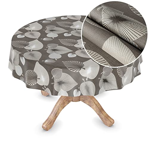 Wachstuchtischdecke Wachstuch Tischdecke abwaschbar Wachstischdecke Rechteck, rund, oval Premium Prägung Gartentischdecke Elegance Rund 140cm Schnittkante Aster von ANRO