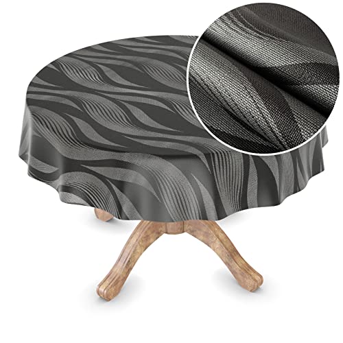 Wachstuchtischdecke Wachstuch Tischdecke abwaschbar Wachstischdecke Rechteck, rund, oval Premium Prägung Gartentischdecke Elegance Rund 140cm Schnittkante Layla von ANRO