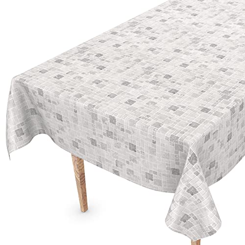 Wachstuchtischdecke Wachstuch Vinyl abwischbar Wachstischdecke Tischdecke 160 x 140cm Schnittkante Fliesen Grau von ANRO