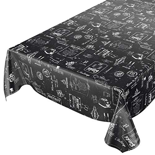 ANRO Wachstuchtischdecke Wachstuch Wachstischdecke Tischdecke abwaschbar Schwarz Bistro Retro Modern 240x140cm von ANRO