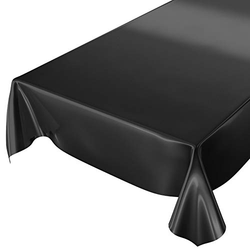Wachstuchtischdecke Wachstuch abwaschbare Tischdecke Uni Glanz Einfarbig Schwarz Schnittkante 160 x 140cm von ANRO