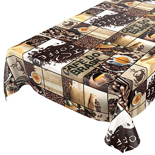 Wachstuchtischdecke abwaschbar Garten Tischdecke Wachstuch Rund Oval Eckig Indoor Outdoor Kaffee Braun 220x140cm von ANRO