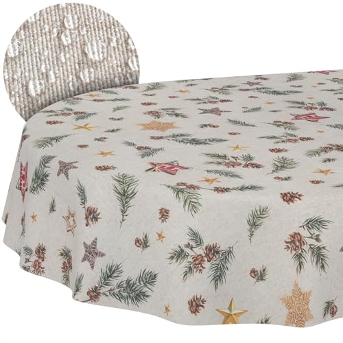 Weihnachtstischdecke Stofftischdecke Tischdecke Weihnachten abwaschbar pflegeleicht Weihnachten Stern Oval 160x140cm Schnittkante Weihnachtstischdecke Stofftischdecke Tischdecke Weihnachten abwaschbar pflegeleicht Weihnachten Stern Oval 160x140cm Schnittkante von ANRO